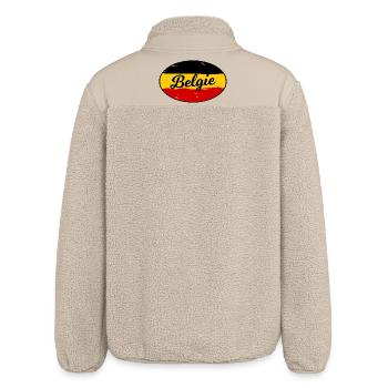 Belgien Vintage Schrift Flagge - Relaxed Fit Unisex Sherpajacke von Stanley/Stella - Beige - Hinten