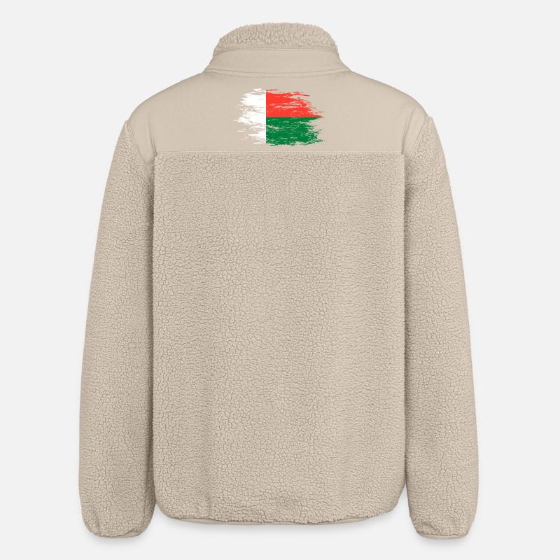 Drapeau de Madagascar utilisé - Veste sherpa unisexe coupe décontractée Stanley/Stella - beige