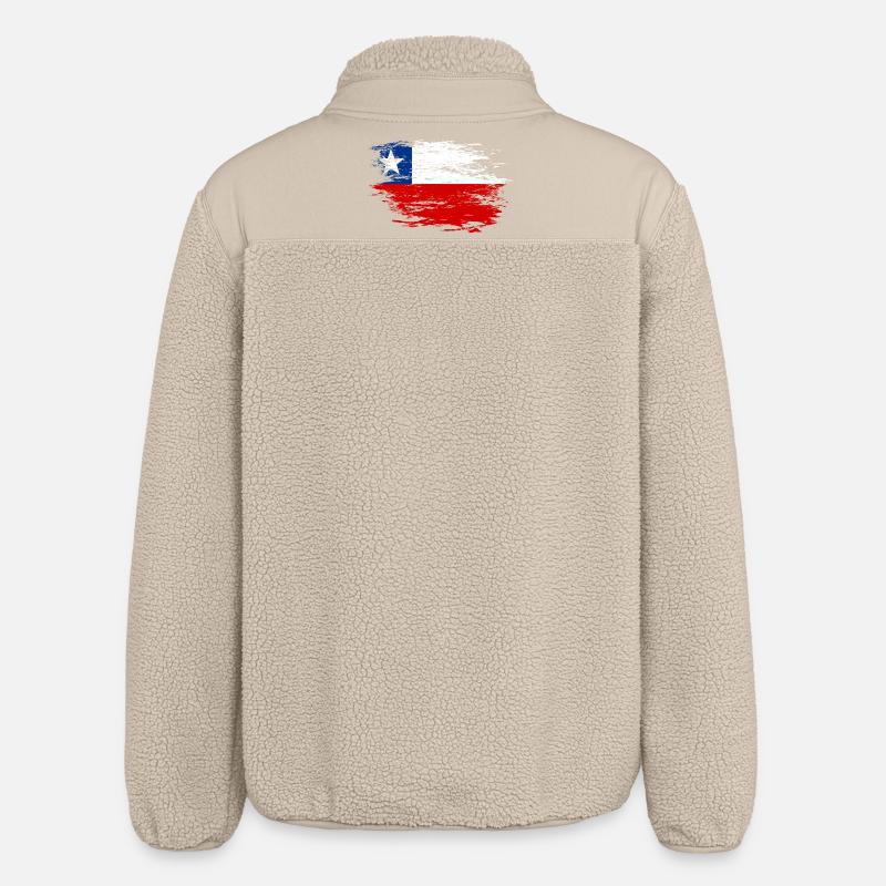 Chile Flagge used - Relaxed Fit Unisex Sherpajacke von Stanley/Stella - Beige