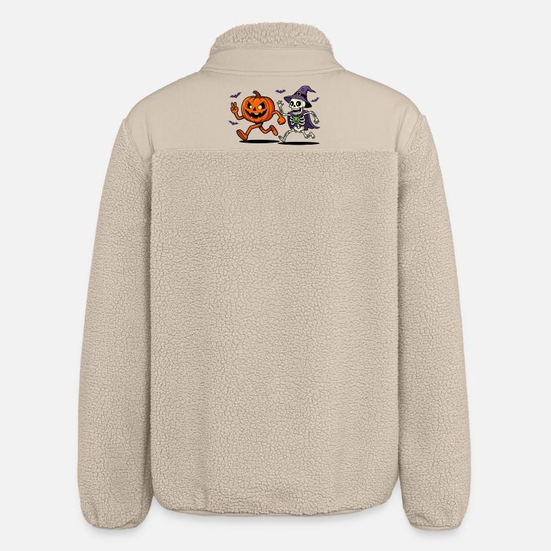Drôle de squelette d’Halloween avec citrouille - Veste sherpa unisexe coupe décontractée Stanley/Stella - beige