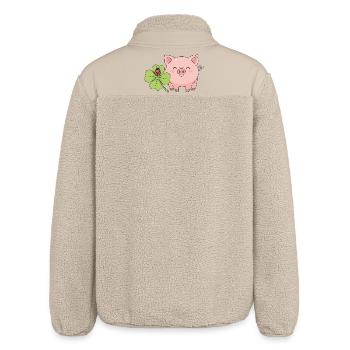 Glücksschwein Kleeblatt Marienkäfer - Relaxed Fit Unisex Sherpajacke von Stanley/Stella - Beige - Hinten