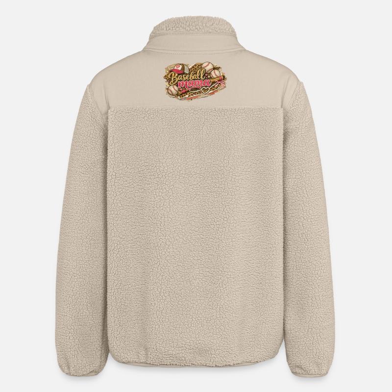 Baseball Mama Leopard - Grunge Western Style - Relaxed Fit Unisex Sherpa Jacket by Stanley/Stella - beige