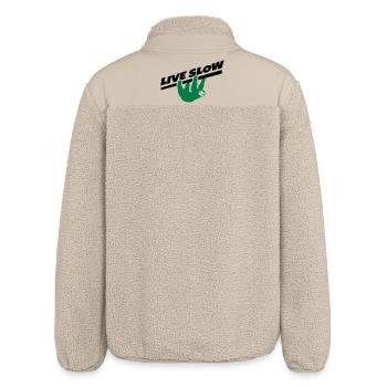 Faultier Spruch Live Slow für Entspannte - Relaxed Fit Unisex Sherpajacke von Stanley/Stella - Beige - Hinten