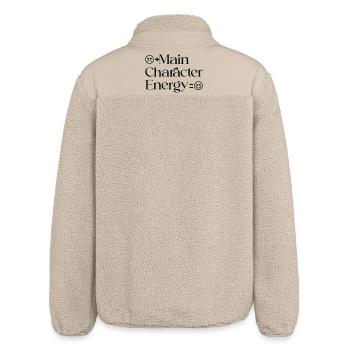 Main_Character_Energy_Positive_smile - Relaxed Fit Unisex Sherpa Jacket by Stanley/Stella - beige - Back