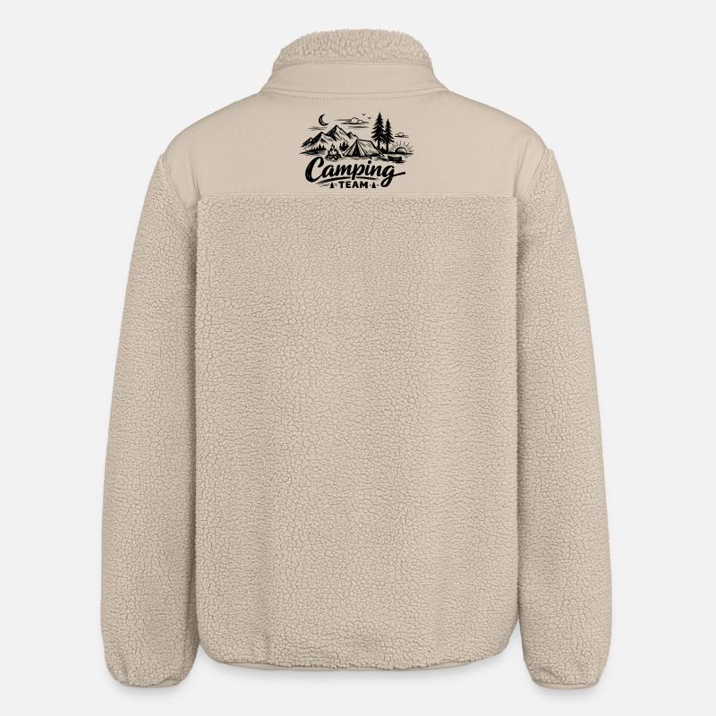 Camping Team Tent - Relaxed Fit Unisex Sherpa Jacket by Stanley/Stella - beige