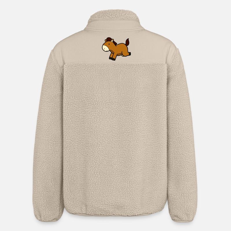 Springendes Pferd - Relaxed Fit Unisex Sherpajacke von Stanley/Stella - Beige