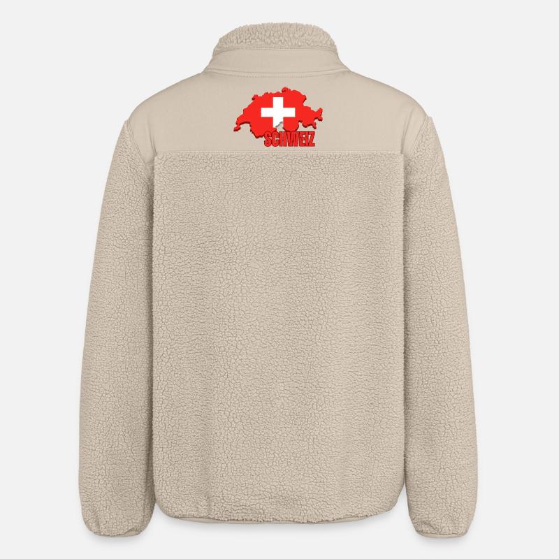 Flagge der Schweiz, Schweizer Stolz - Relaxed Fit Unisex Sherpajacke von Stanley/Stella - Beige