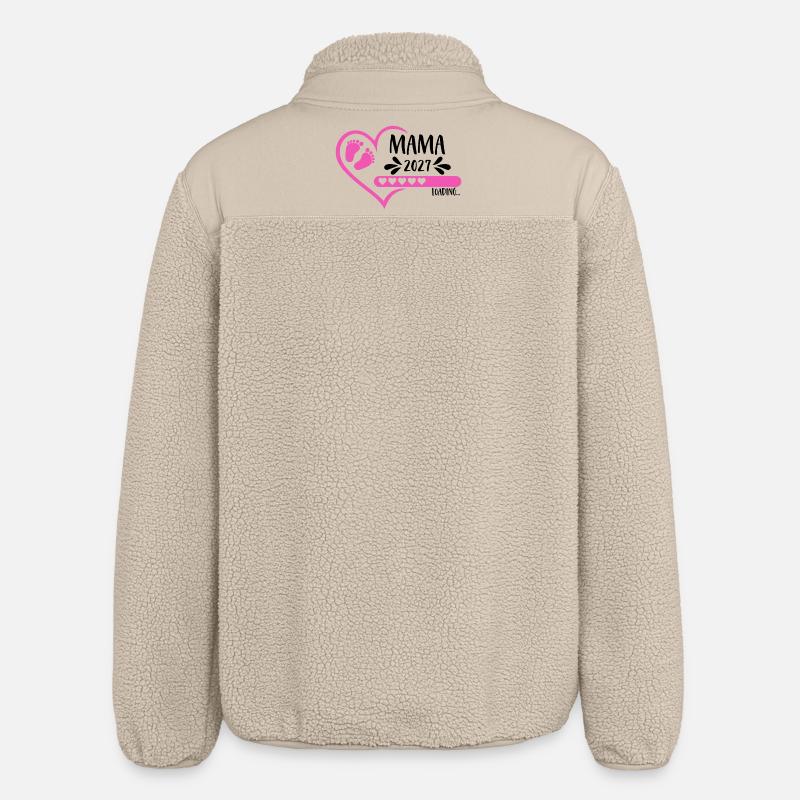 Mom 2027 loading heart version girl pink - Relaxed Fit Unisex Sherpa Jacket by Stanley/Stella - beige