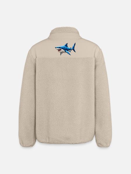 Low Poly Shark - Relaxed Fit Unisex Sherpa Jacket by Stanley/Stella - beige