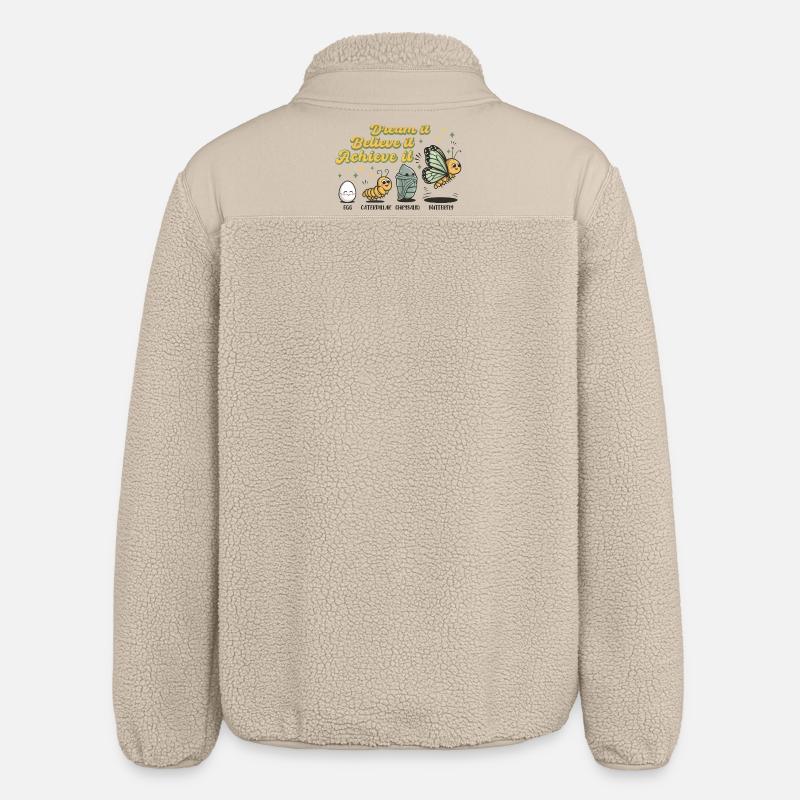 Chenille Schmetterling Schule Evolution Geschenk - Relaxed Fit Unisex Sherpajacke von Stanley/Stella - Beige
