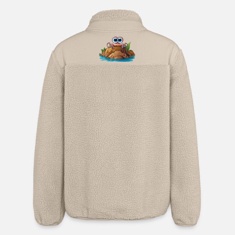 Pebble crab with googly eyes - Relaxed Fit Unisex Sherpa Jacket by Stanley/Stella - beige