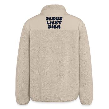 JESUS LIEBT DICH - Relaxed Fit Unisex Sherpajacke von Stanley/Stella - Beige - Hinten