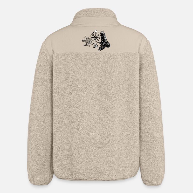 Hugin et Munin avec Vegvisir Valknut - Veste sherpa unisexe coupe décontractée Stanley/Stella - beige