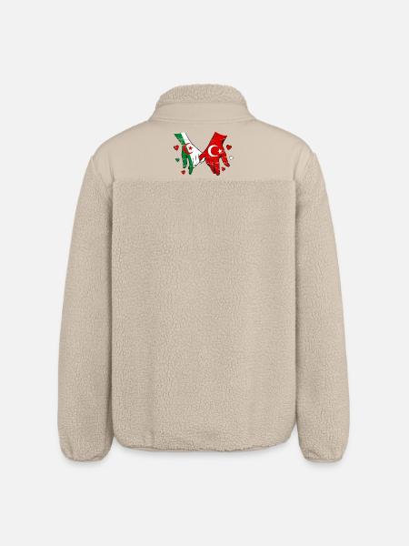Algeria Turkey Flag Hand Holding Used - Relaxed Fit Unisex Sherpa Jacket by Stanley/Stella - beige