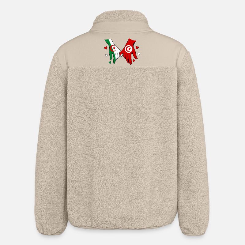 Algérie-Tunisie Drapeau main dans la main - Veste sherpa unisexe coupe décontractée Stanley/Stella - beige