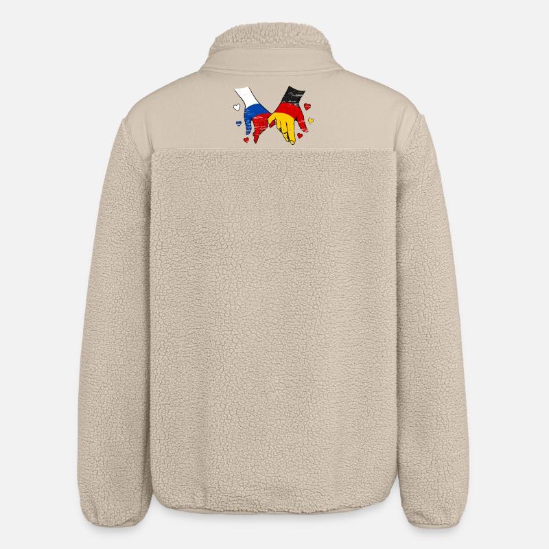 Drapeau russe-allemand se tenant la main - Veste sherpa unisexe coupe décontractée Stanley/Stella - beige