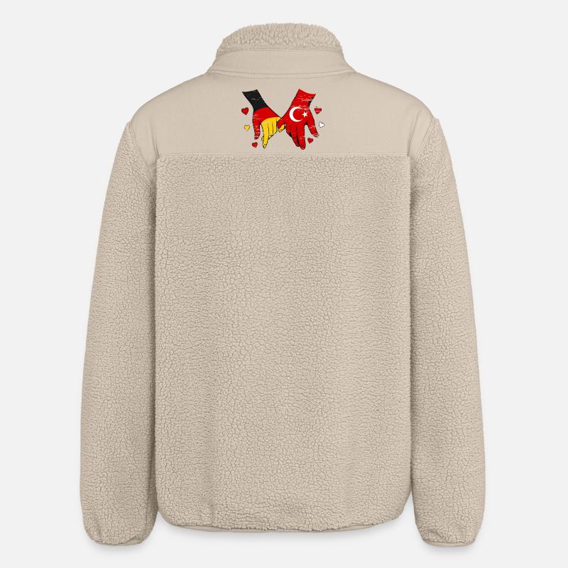 Germany Turkey Flags Holding Hands Used - Relaxed Fit Unisex Sherpa Jacket by Stanley/Stella - beige