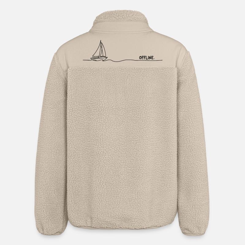 offline. Sailing Minimal Oneline Statement - Relaxed Fit Unisex Sherpa Jacket by Stanley/Stella - beige