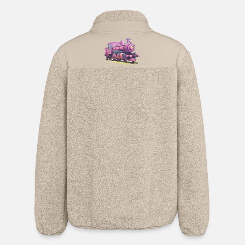 Lokomotive Comic Look - Relaxed Fit Unisex Sherpajacke von Stanley/Stella - Beige