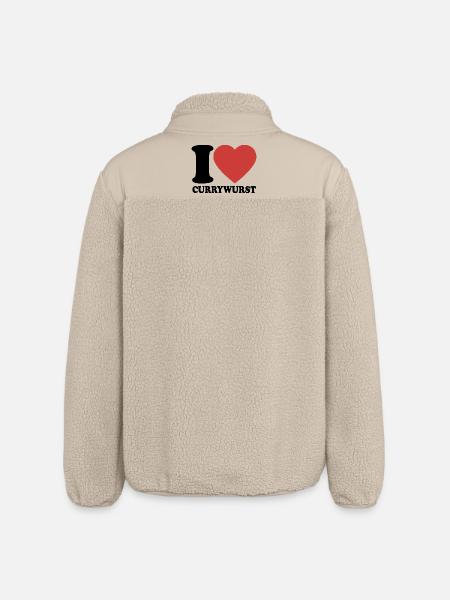 J’aime Currywurst - Cœur - Restauration rapide - Veste sherpa unisexe coupe décontractée Stanley/Stella - beige