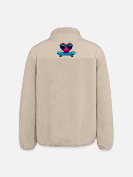 Skateboarder Herz - Relaxed Fit Unisex Sherpajacke von Stanley/Stella - Beige