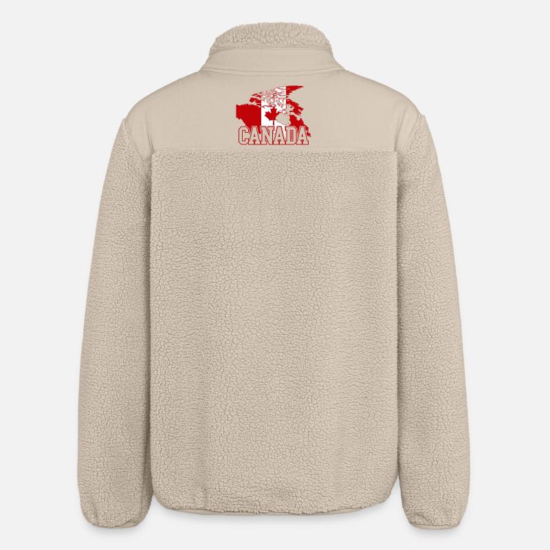 Canada Maple Flag Globe Tee - Relaxed Fit Unisex Sherpa Jacket by Stanley/Stella - beige