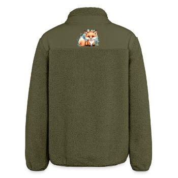 Niedlicher kleiner Fuchs - Aquarellmotiv - Relaxed Fit Unisex Sherpajacke von Stanley/Stella - Khaki - Hinten