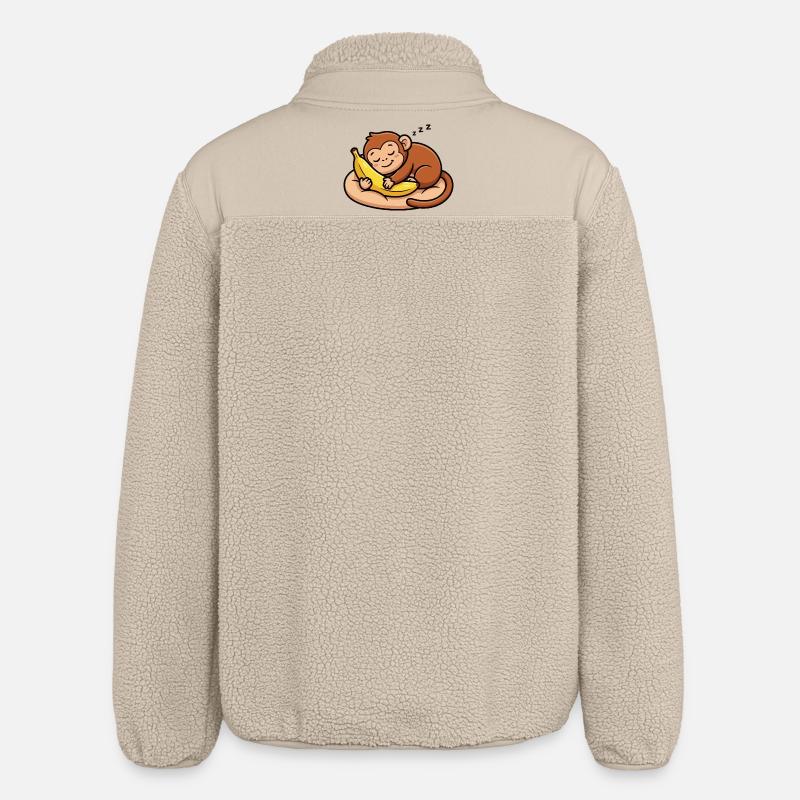 Sleeping monkey with banana - Relaxed Fit Unisex Sherpa Jacket by Stanley/Stella - beige