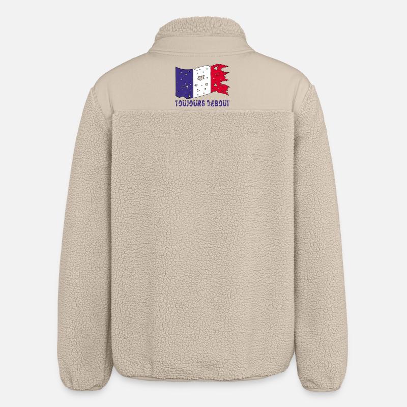 Drapeau français déchiré mais toujours debout ! - Veste sherpa unisexe coupe décontractée Stanley/Stella - beige
