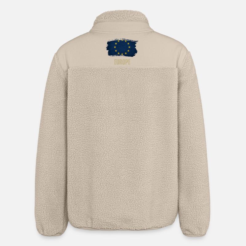 Drapeau grunge de l’Europe, j’aime l’Europe - Veste sherpa unisexe coupe décontractée Stanley/Stella - beige