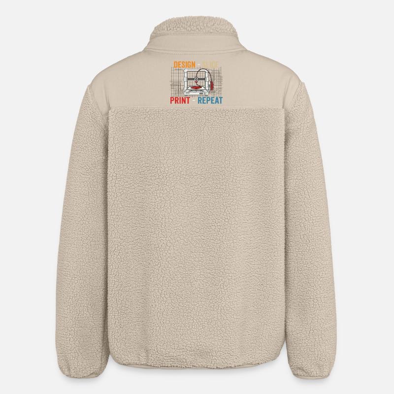 3D-Druck Evolution – Design Slice Print Repeat - Relaxed Fit Unisex Sherpajacke von Stanley/Stella - Beige