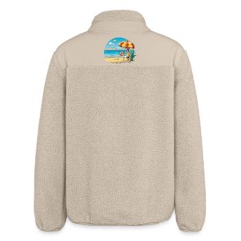 Strandurlaub Cartoon mit Sonnenschirm - Relaxed Fit Unisex Sherpajacke von Stanley/Stella - Beige - Hinten
