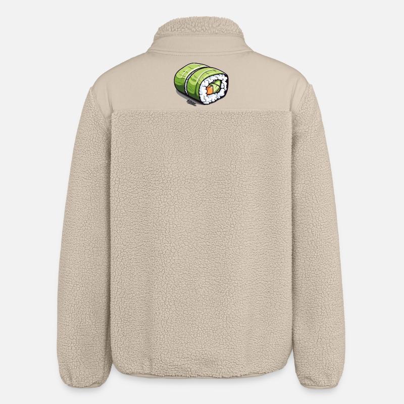 Emerald Green Sushi Roll - Relaxed Fit Unisex Sherpa Jacket by Stanley/Stella - beige