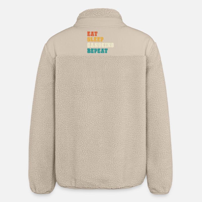 Eat Sleep Canoeing Repeat Farbblock - Relaxed Fit Unisex Sherpajacke von Stanley/Stella - Beige
