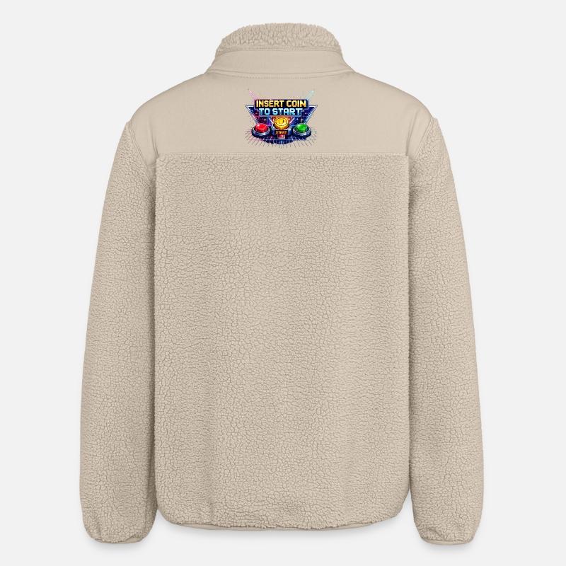 Arcade Start Button Neon Retro - Relaxed Fit Unisex Sherpa Jacket by Stanley/Stella - beige