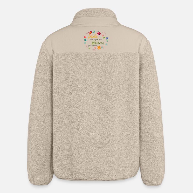 Blumenkranz - bunte Blumen - Vogel - Marienkäfer  - Relaxed Fit Unisex Sherpajacke von Stanley/Stella - Beige