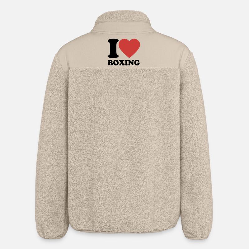 J’aime la boxe - Coeur - Boxe - Veste sherpa unisexe coupe décontractée Stanley/Stella - beige