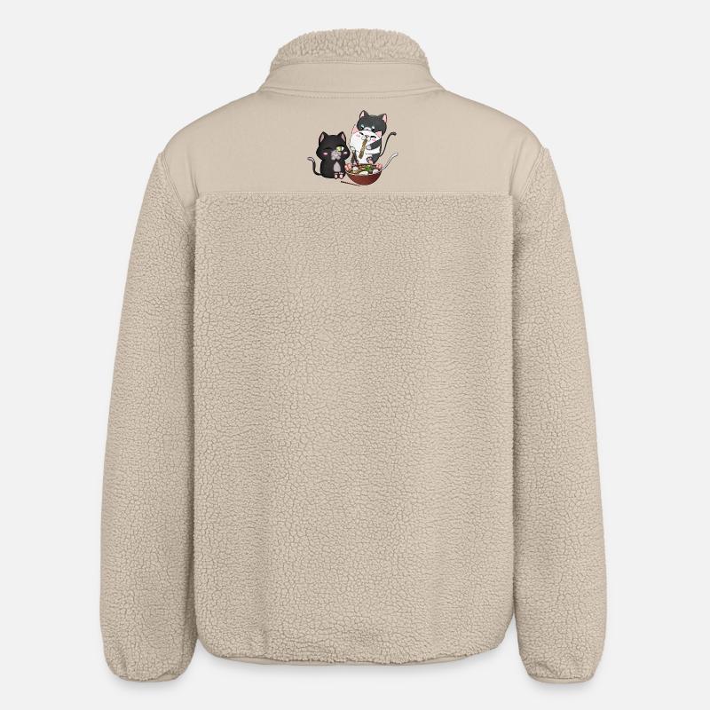 chats mangeant des ramen - Veste sherpa unisexe coupe décontractée Stanley/Stella - beige