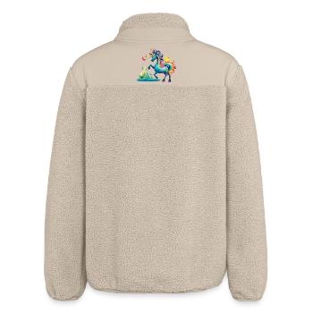 Fabulous unicorn in rainbow land - Relaxed Fit Unisex Sherpa Jacket by Stanley/Stella - beige - Back