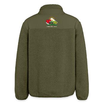 Love Fades Farmland Lasts – Ironic Saying - Relaxed Fit Unisex Sherpa Jacket by Stanley/Stella - khaki - Back