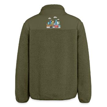 London City Skyline Big Ben Cartoon Art - Relaxed Fit Unisex Sherpa Jacket by Stanley/Stella - khaki - Back
