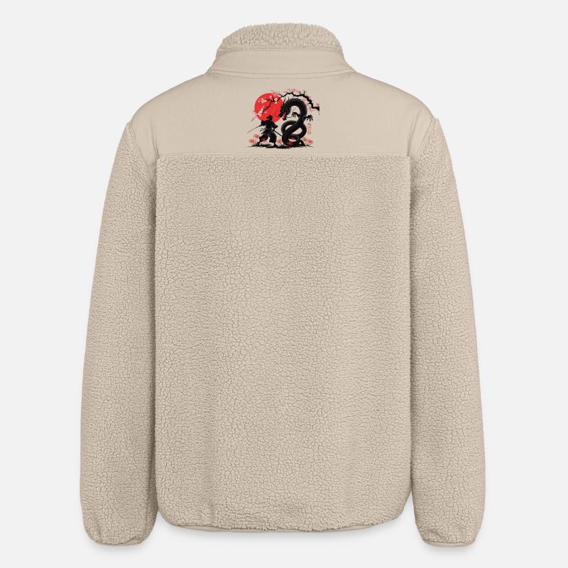 Samurai vs Drache Shirt Drachenkampf - Relaxed Fit Unisex Sherpajacke von Stanley/Stella - Beige