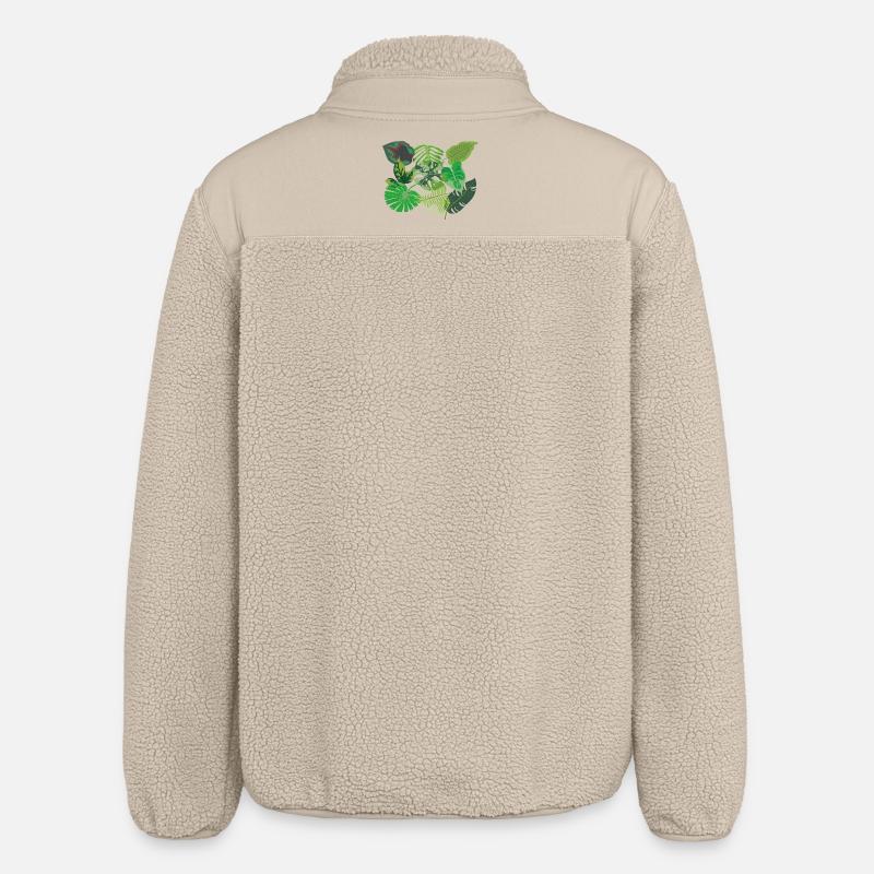 Feuilles de style jungle vert tropical - Veste sherpa unisexe coupe décontractée Stanley/Stella - beige