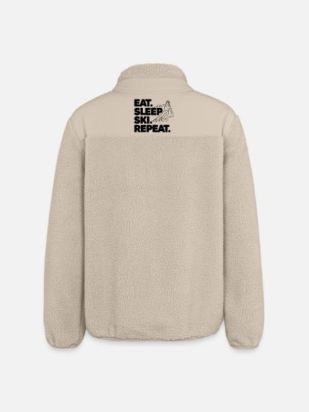 Ski Sign with Inspirational Text - Relaxed Fit Unisex Sherpa Jacket by Stanley/Stella - beige