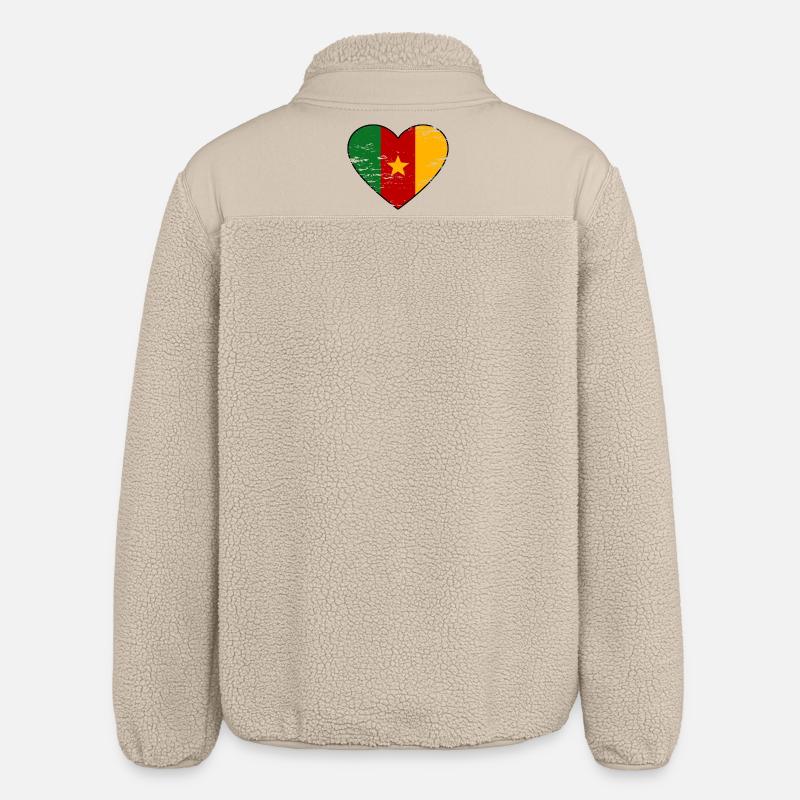 Cœur du drapeau du Cameroun - Veste sherpa unisexe coupe décontractée Stanley/Stella - beige