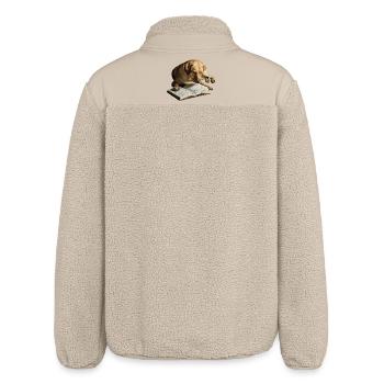 Hund liest Buch Labrador Retriever - Relaxed Fit Unisex Sherpajacke von Stanley/Stella - Beige - Hinten