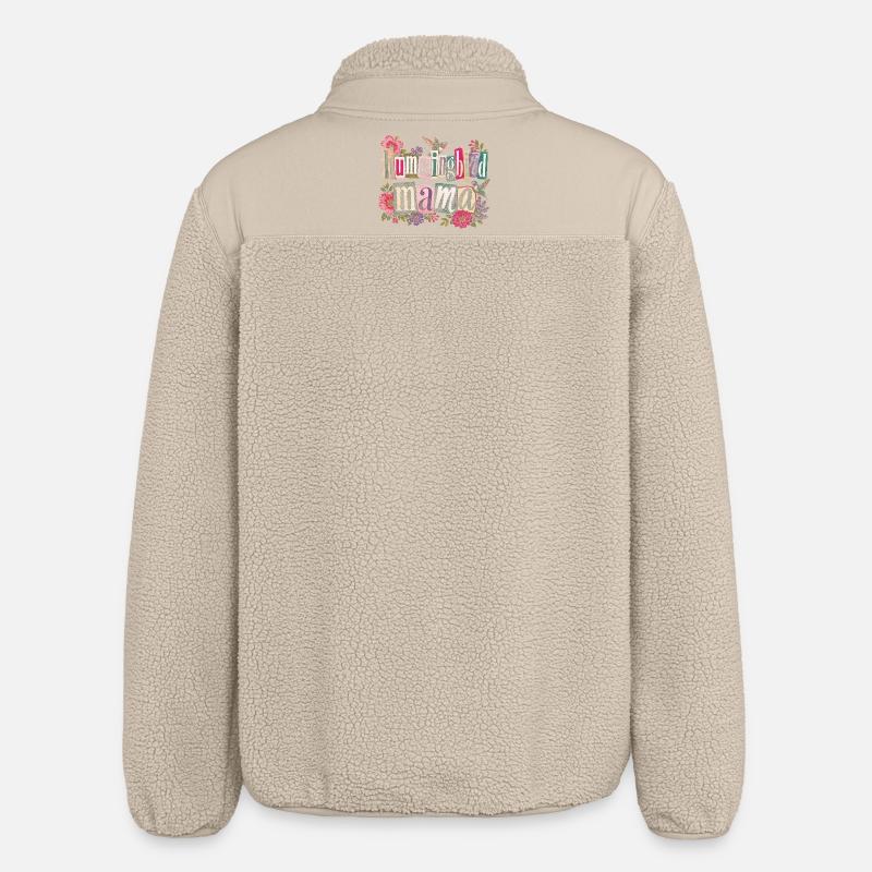 Ruby Throated Hummingbird Mama Mom - Relaxed Fit Unisex Sherpa Jacket by Stanley/Stella - beige