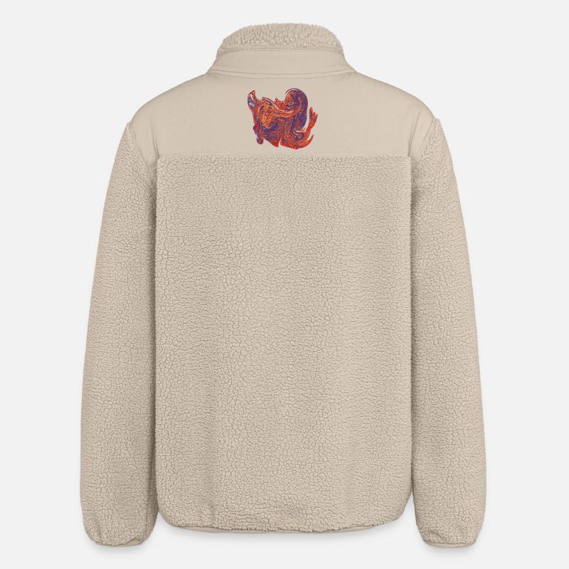 Farbwirbel-Herz Marmormuster - Relaxed Fit Unisex Sherpajacke von Stanley/Stella - Beige