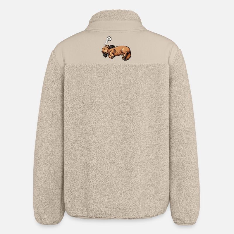 Long-haired Dachshund Dachshund Holder Dachshund Tekkel - Relaxed Fit Unisex Sherpa Jacket by Stanley/Stella - beige