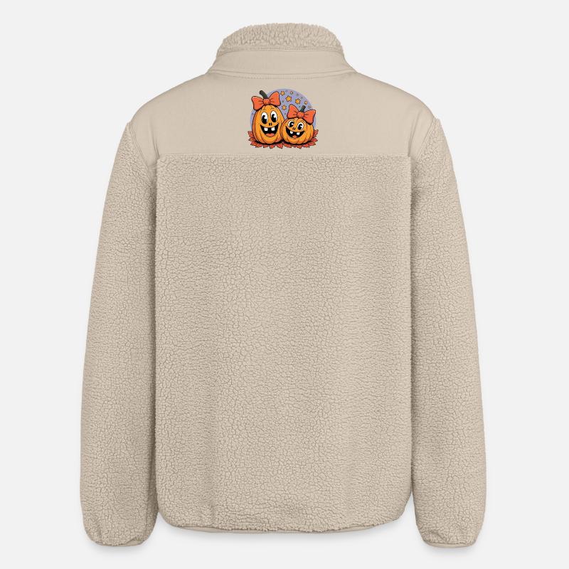 Pumpkin duo with bows cartoon - Relaxed Fit Unisex Sherpa Jacket by Stanley/Stella - beige